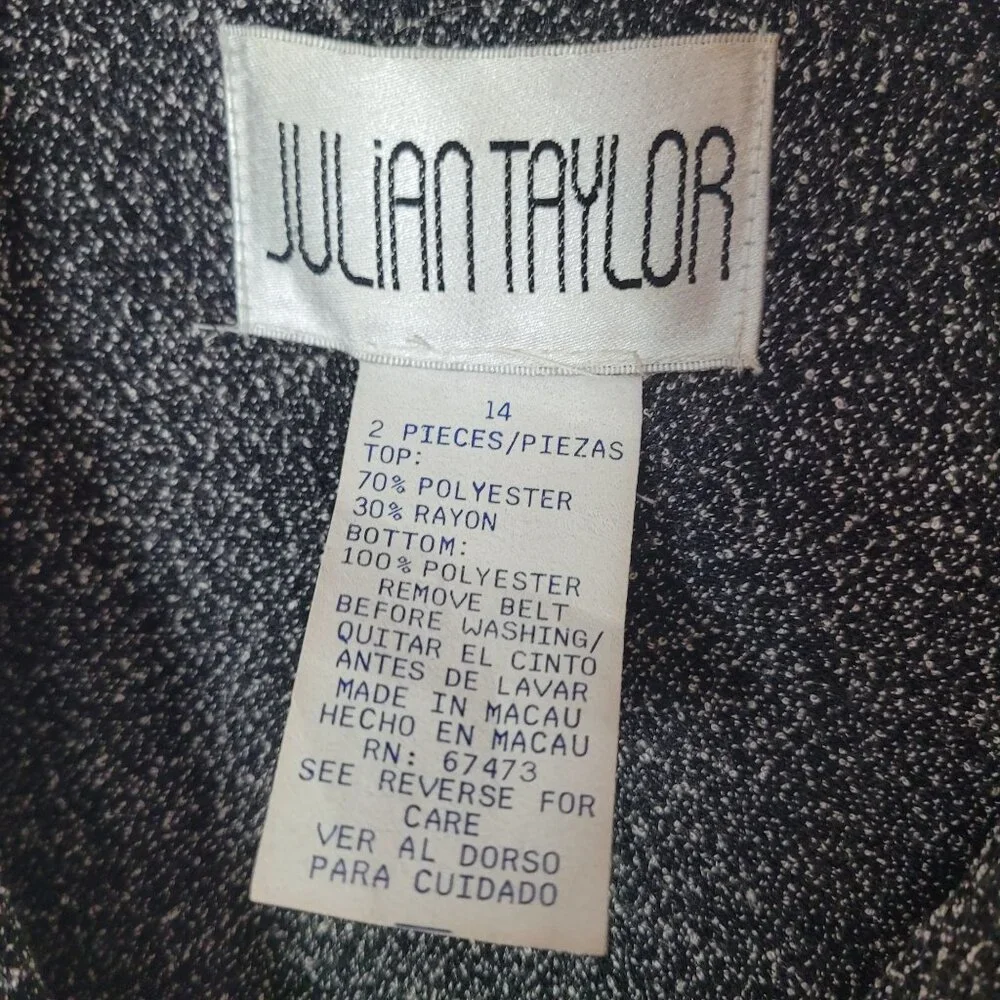 Julian Taylor Womens Two-Piece Suit Dress Size 14 Gray & Black Polyester Blend - Picture 5 of 14